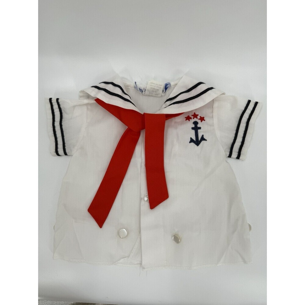 Vintage Gorgeous Childs Sailor Shirt Embroidery Contrasting Trim Measurements